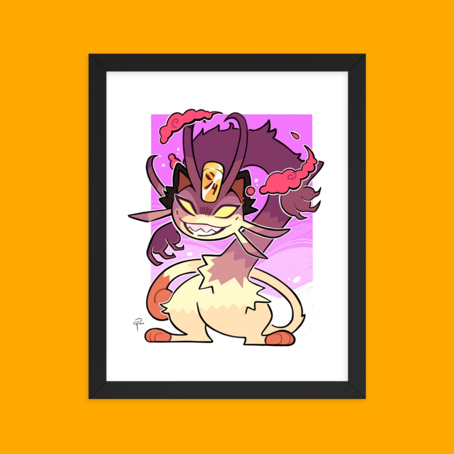 Pokemon Gigatamax Meowth Framed Poster