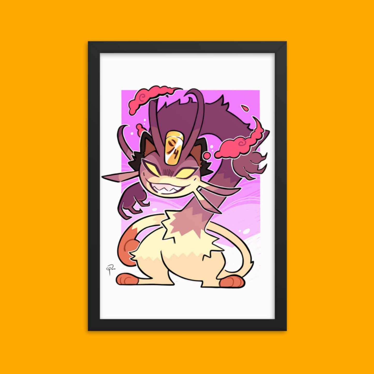 Pokemon Gigatamax Meowth Framed Poster