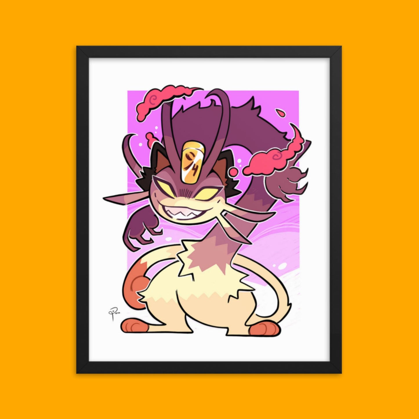 Pokemon Gigatamax Meowth Framed Poster