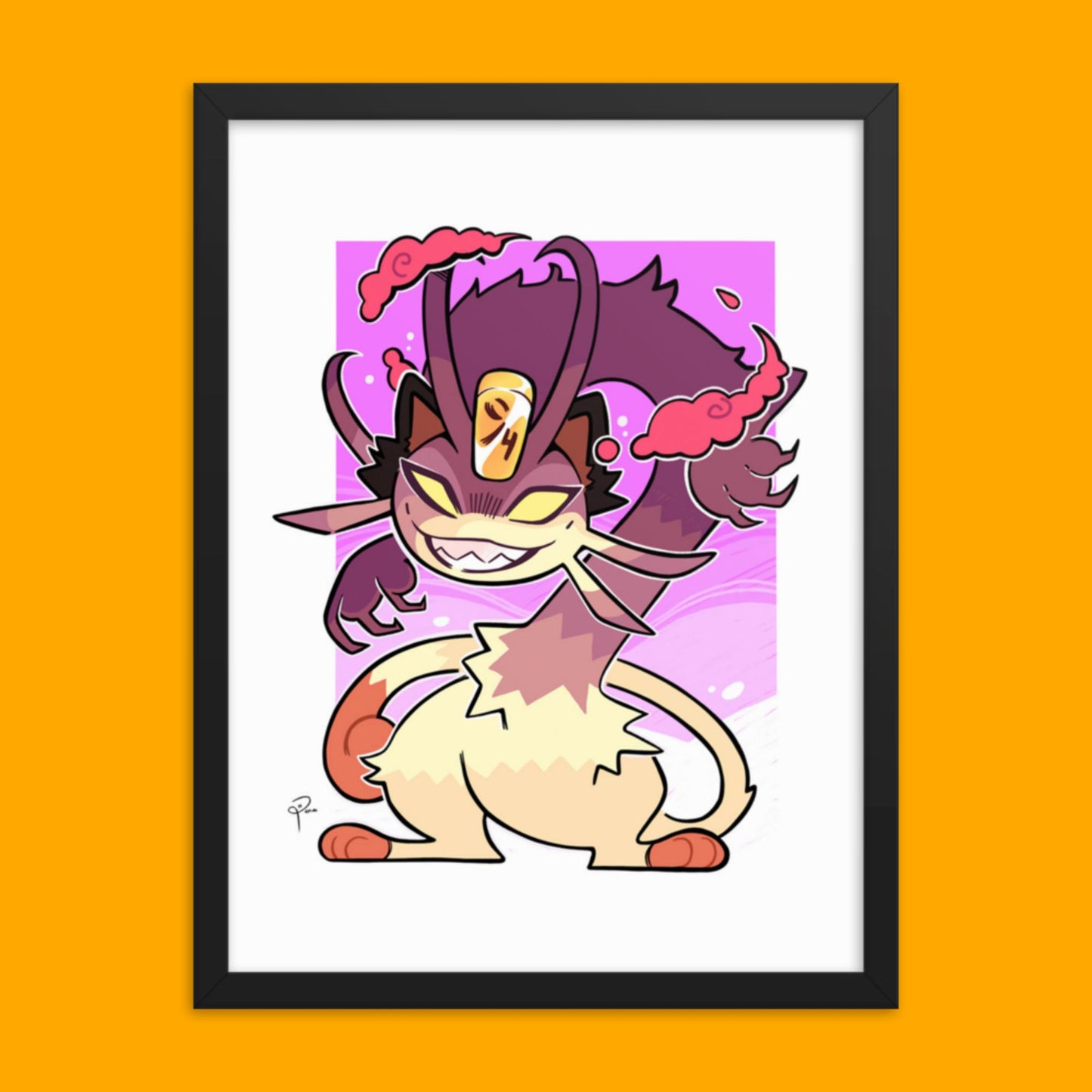 Pokemon Gigatamax Meowth Framed Poster