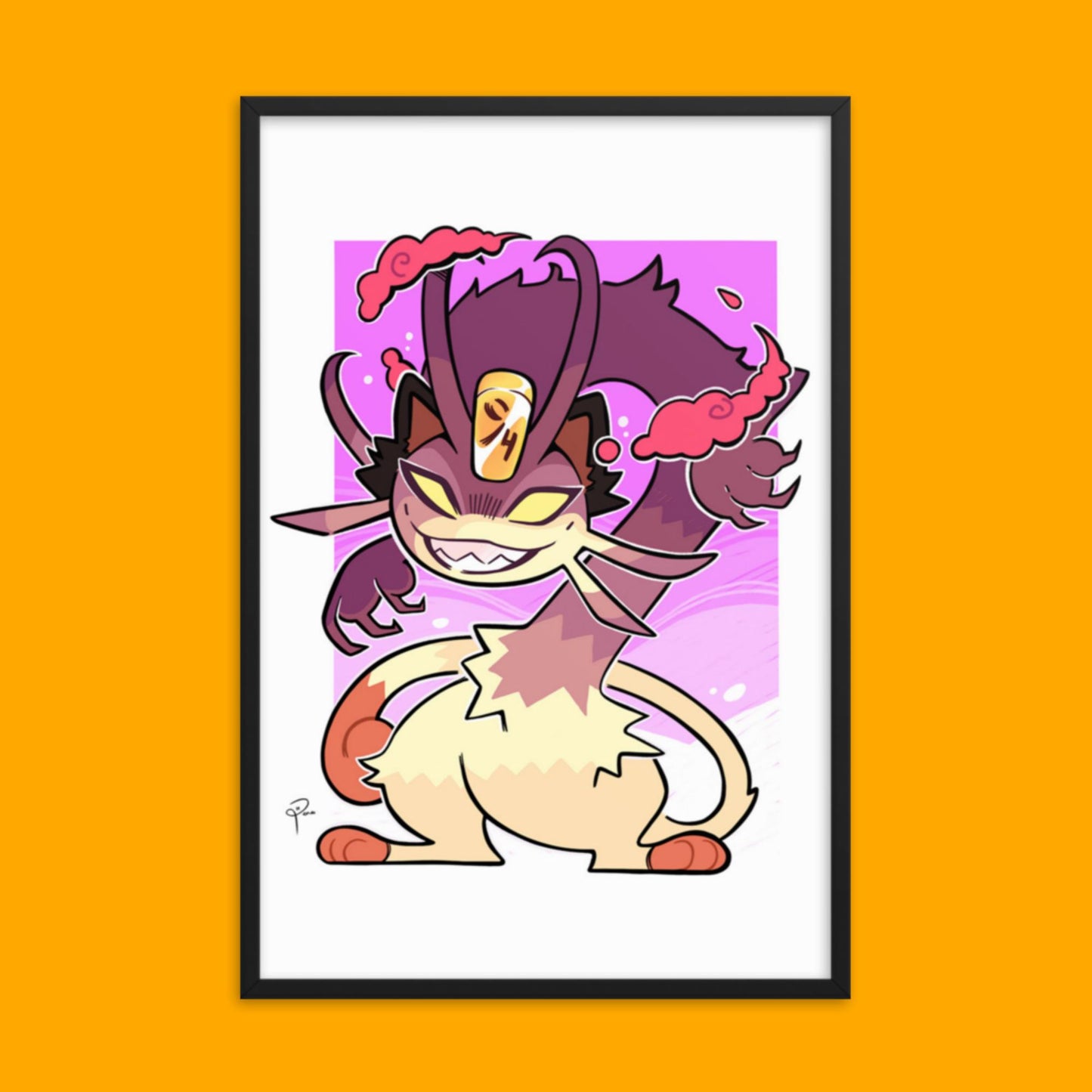 Pokemon Gigatamax Meowth Framed Poster